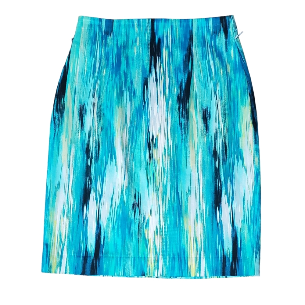 Worthington Petite | Pencil Skirt | Watercolor Blue White | 4P